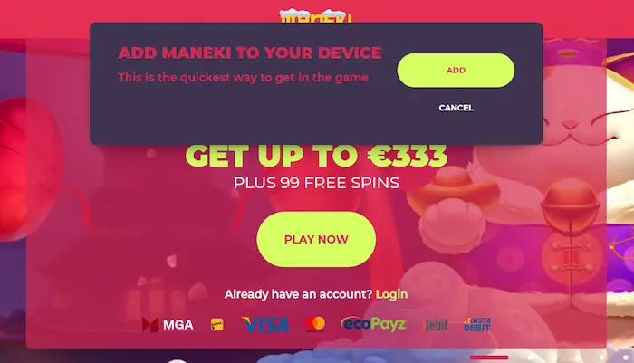 Maneki Casino Nederland bonus